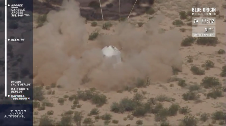Blue Origin успешно испытала ракету и аварийное отделение капсулы